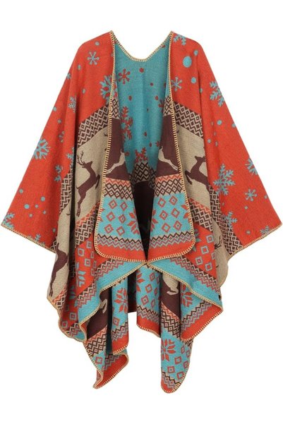 GENERAL Women's Shawl Wraps Open Front Poncho Cape Oversized Sweaters Casual ...