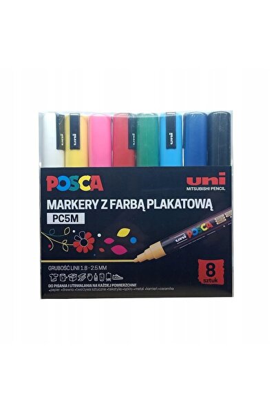 Uni Posca Markere cu vopsea tip poster PC-5M 8 culori