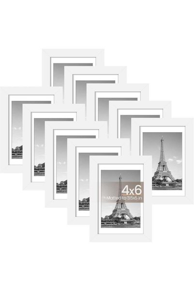 Generic 4x6 Picture Frame Set of 10, White Photo Frames for Wall or Tabletop ...