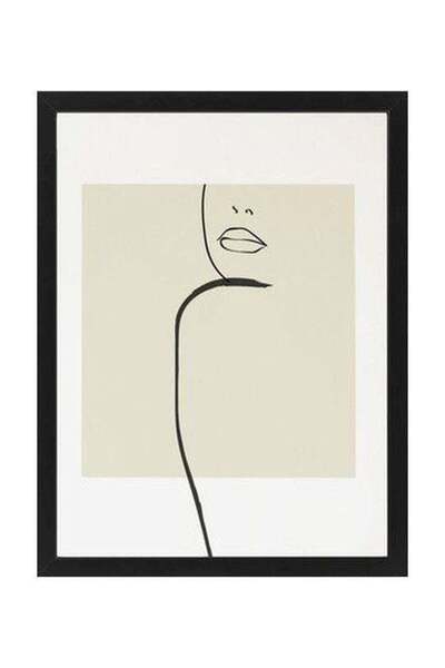 Generic Fine Line Face Abstract Poster With Frame White/Beige/Black 21x30cm