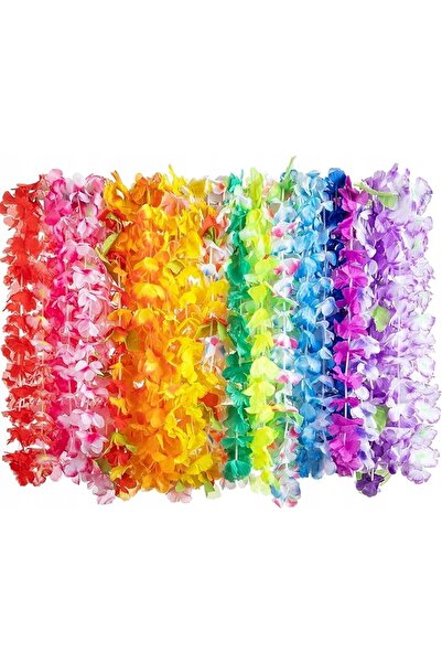 NO BRAND 60 de coliere hawaiane colorate cu flori, stil boho, pentru plajă, v...