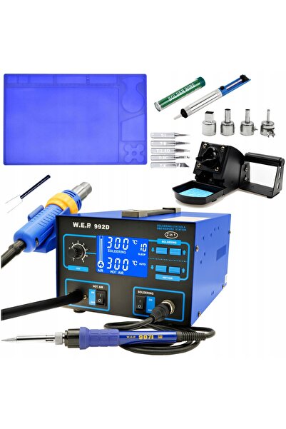 HOTAIRBRUSH Stație de lipit HOTAIR WEP 992D + Covoraș, Vârfuri, Aspirator de ...