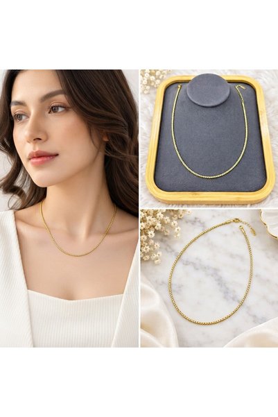 FM 💎   Premium Shiny and Stylish Thick Gold Color Chain Women's Steel Neckla...