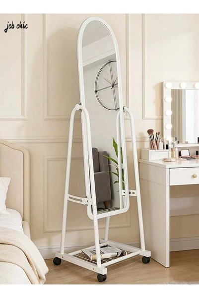 Generic Adjustable Full-Length Standing Mirror with Wheels, Arched Floor Mirr...