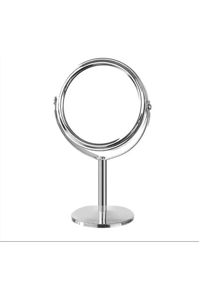 Generic DAISO Mini Standing Mirror - Circle Shape, Silver Glass, Portable Tab...