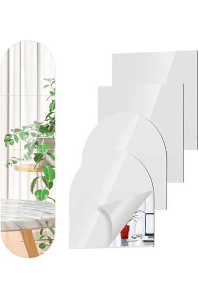 Generic Mirror Stickers 4Pcs Full Length Mirror Set Self Adhesive DIY Flexibl...
