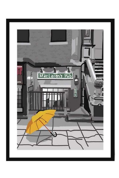 Generic Maclaren's Pub And Yellow Umbrella Poster With Frame Multicolour 30 x...
