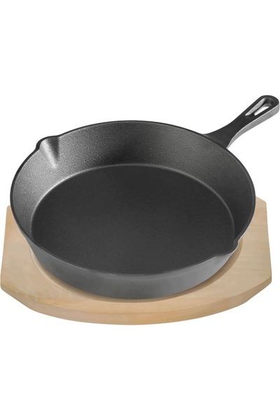Stalgast Tigaie din fontă Ø25,5 cm cu bază din lemn 49009
