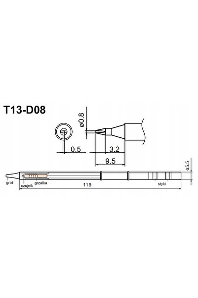 Reball GROT T13-D08 PENTRU APARATUL DE REWELDING BAKON 950D KOLBA LF007