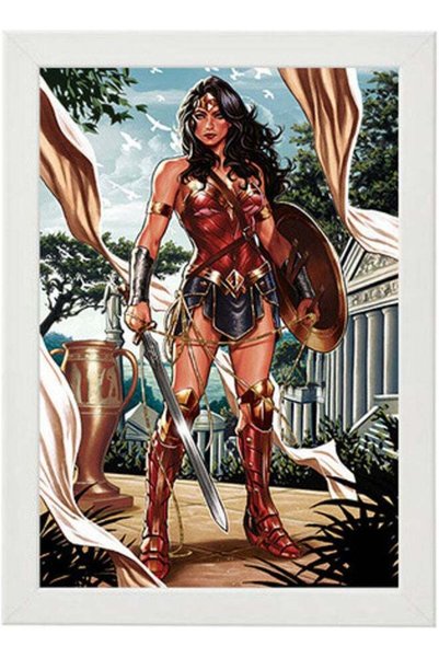 Generic Wonder Woman Illustration Wall Art Poster Frame White 21x30cm