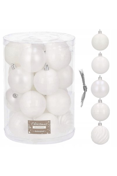 Springos SET 20 bucăți GLOGE DE CRĂCIUN ALBE PENTRU BRADUL DE CRĂCIUN ORNAMEN...