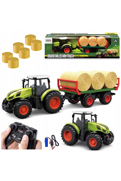 Acr TRACTOR CU TELECOMANDĂ, REMORCĂ TRACTOR, MAȘINĂ AGRICOLĂ, RC, PĂPĂDIE, 1:24