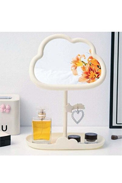Generic Cute Cloud Makeup Mirror, Desktop Compact Mirror for Women with Stora...