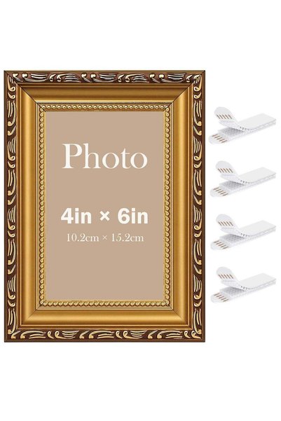 Generic Vintage Picture Frame, 4×6'' Picture Frame Gold, for Desktop Display ...