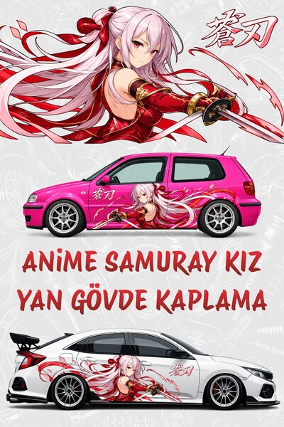 Stikacar ANİME SAMURAY KIZ Yan Gövde Kaplama Seti