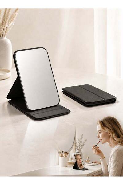 Generic Adjustable Angle Foldable Makeup Mirror, PU Leather Portable Desktop ...