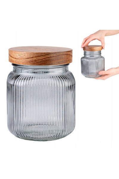 SuperButelki Borcan de sticlă de 1L cu design festonat, pentru alimente, cafe...
