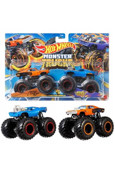 HOT WHEELS MAȘINI MONSTER TRUCKS 1:64 PACHET DE 2 BUCĂȚI, 2 PIESE, MODELE ASO...