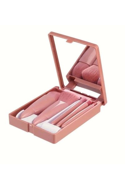 Generic 5 Pack Portable Mini Make up Brush Set With Mirror and Case Soft Fibe...