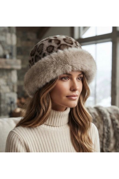 Vemod Leopard Hat with Fur Details