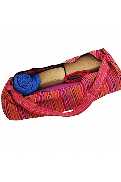 NO BRAND Geantă din bumbac pentru saltea de yoga - Dungi roz
