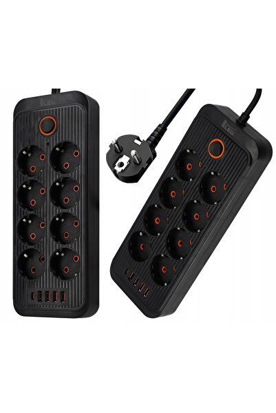 SMARTLED Prelungitor cu 8 prize 230V și 4 porturi USB, 2m