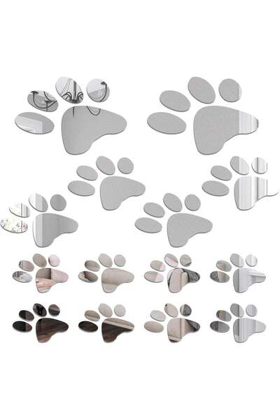 Generic 14-Pc Acrylic Mirror Paw Stickers Kit - 3 Sizes DIY Removable Dog Pri...