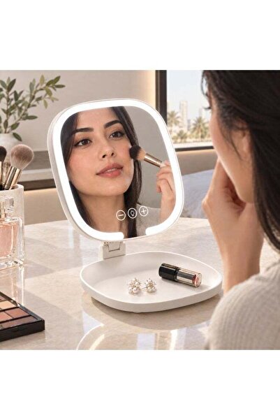 Generic Rechargeable LED Travel Makeup Mirror, 3-Color Lighting, Dimmable Tou...