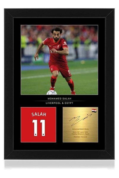 Generic Win FC Mo Salah Signed A4 Framed Photo Display - Reproduced Digital S...