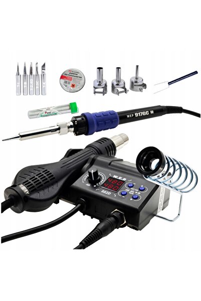 HOTAIRBRUSH HOTAIR WEP 882D BGA 750W Stație de lipit + Kit de vârfuri Pastă d...