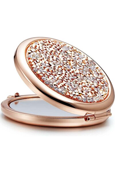 Generic Compact Mirror with 1X/2X Magnification, Rose Gold Folding Travel Mak...