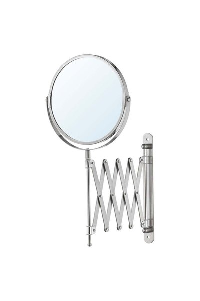 Generic Dual-Sided Magnifying Wall Vanity Mirror, Stainless Steel, 17 cm
