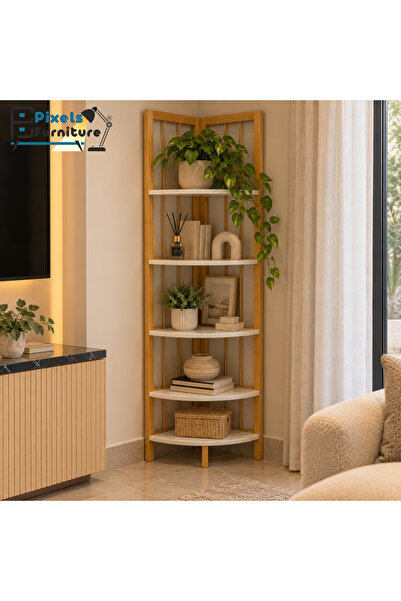 PixelsFurniture رف خيزران زاوية من بكسل الأثاث، بأرفف تخزين، رفوف تخزين متعدد...