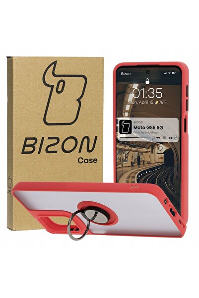 bizon Husă cu inel pentru Motorola Moto G55 5G, cu suport posterior