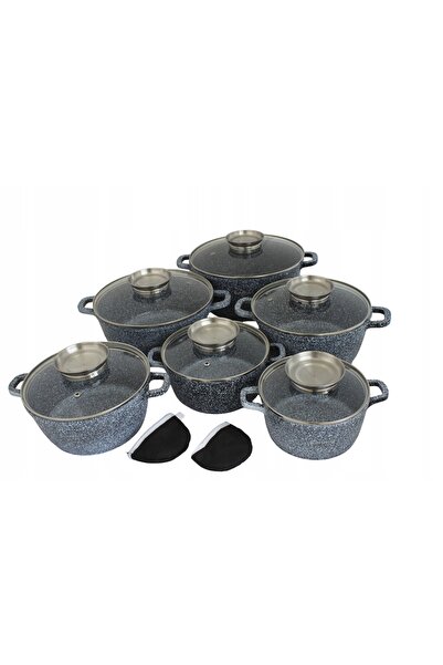 Elitehoff Set de 6 ghivece din marmură cu înveliș negru