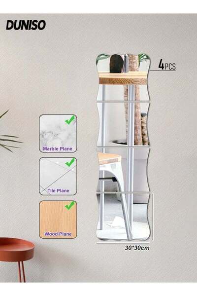 Generic 4pcs Frameless Acrylic Mirror Wall Stickers,Full Body Wall Mirror Set...