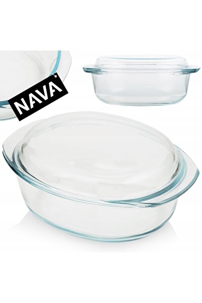 Nava Vas de copt din sticlă termorezistentă, cu capac, 3.5L
