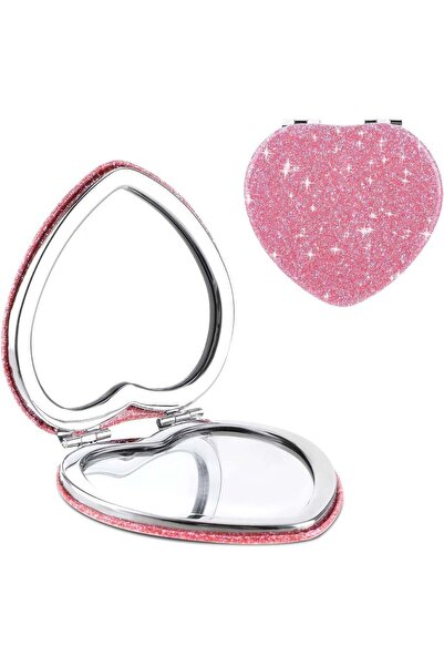 Generic Compact Folding Mirror, Heart Shaped Mini Vanity Mirror, Portable Tra...