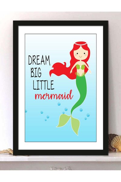 Generic Wall Posters with Dream Big Little Mermaid Quote and Black Frame - Wa...