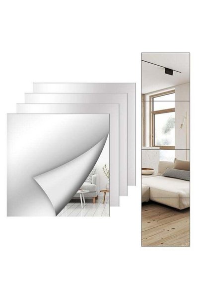 Generic 4 Pack Wall Mirror Full Length, 12 x 12 Inch Acrylic Mirror Tiles, Sh...