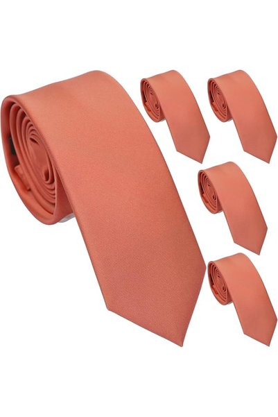 ZENXUS Skinny Ties for Men, Solid Color 2.5 inch Slim Neckties 1 or 5 Pack Pl...