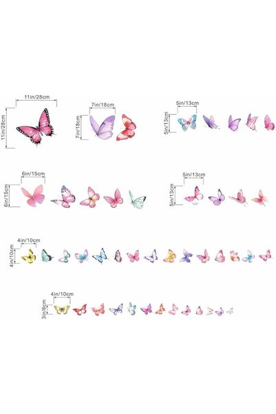 Amimagen Butterfly Wall Stickers for Girls Bedroom: Peel and Stick Watercolor Butterflies Wall Decals - Wall