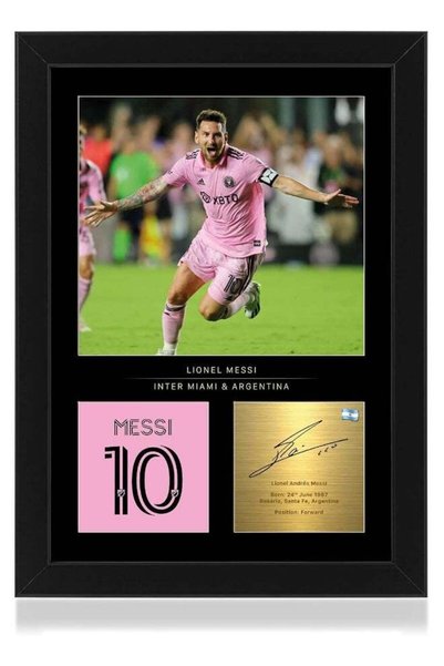 Generic WIN FC Lionel Messi A4 Framed Photo Display - Reproduced Digital Sign...
