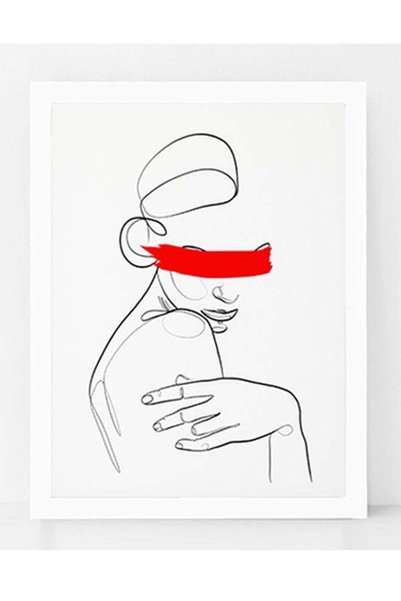 Generic Woman Face Drawing Art Poster With Frame White/Red 30x40cm White/Red
