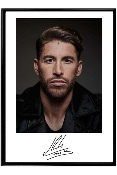 Generic Sergio Ramos Autographed Themed Poster With Frame Multicolour 21x30cm