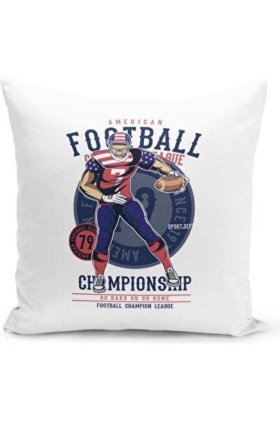 Generic American Football Championship Themed Decorative Throw Pillow White/B...