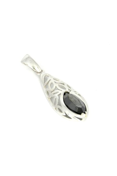 NO BRAND Pandantiv de argint cu cristal negru Swarovski