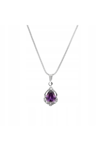 NO BRAND Wisior cu zirconiu violet și argint