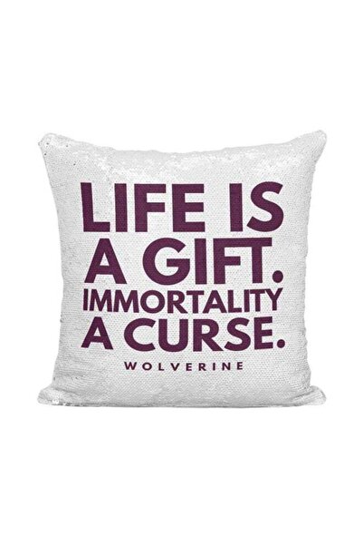 Generic Xmen Quote Sequined Throw Pillow Silver/White/Purple 16x16inch