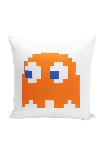 Generic Pacman Orange Decorative Throw Pillow White/Orange/Blue 16 x 16inch